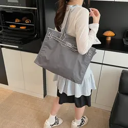 Embroidered Canvas Tote Bag - Large Capacity Fashionable Eco - Friendly Shoulder and Handbag (GRAY)