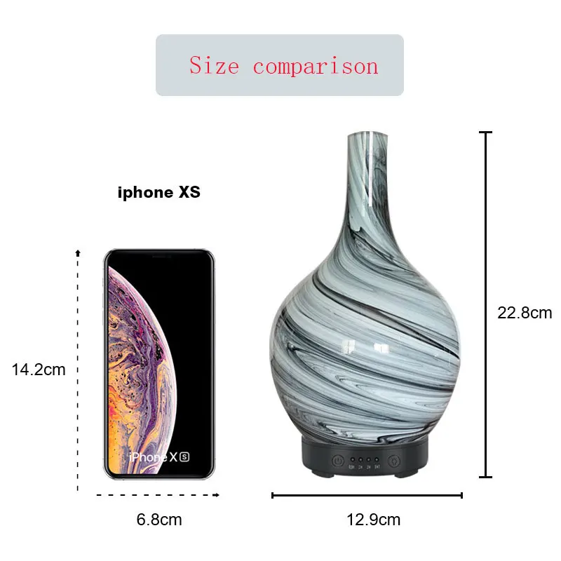 Glass Marble Design Air Humidifier Aroma Machine Ultrasonic Essential Oil Aroma Diffuser 7-Color LED Light Cold Mist Spa HomeUse 5