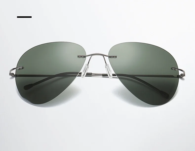BOYSEEN Randlose Metall Titan Polarisierte Sonnenbrille Männer Große Größe Sonnenbrille Photochrome Gläser Fahren Gläser Ultraleicht 11g – Detail 2