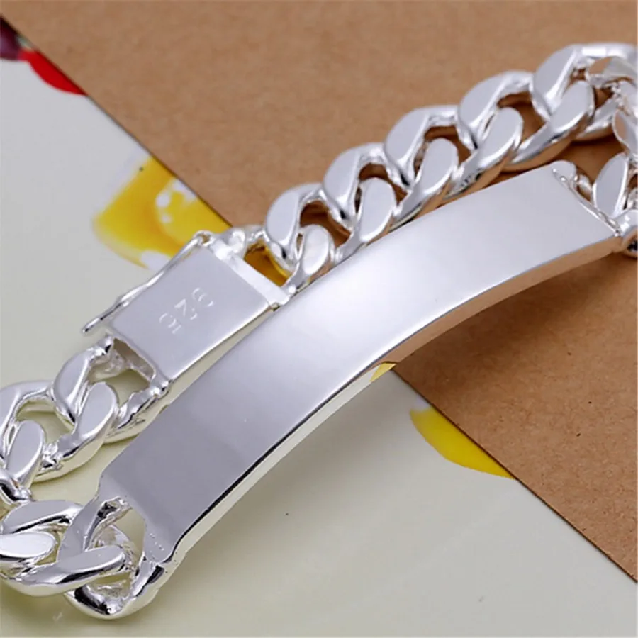 

Charm 925 Sterling Silver Design Noble Pretty 10MM Mens Chain Jewelry Fashion Geometric Bracelet Free Shipping Factory Price