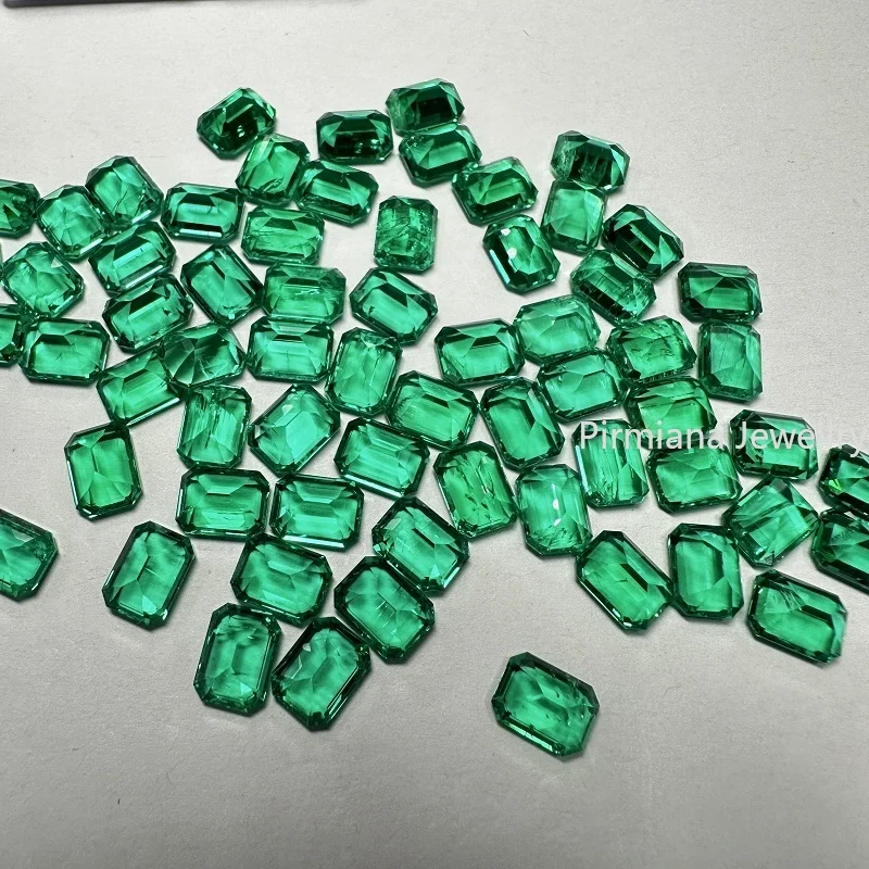 Pirmiana Wholesale Price  Lab Grown Emerald Emerald Cut Columbia Color  Loose Stone for Jewelry Making
