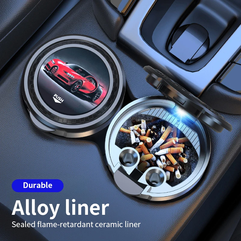 Car Ashtray Creative Personality Car AshtrayLid LED Light Dual Use in Car and Home Ashtray