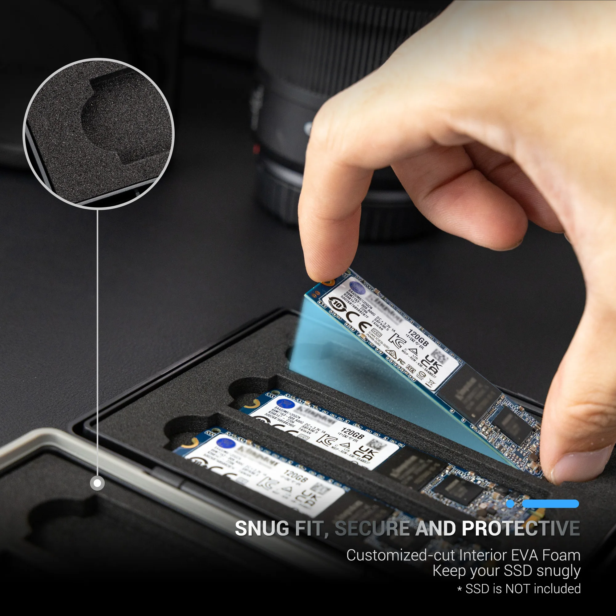 Jjc-anti-static Solid State Drive Case Suporte de Armazenamento Impermeável Protection Box M.2 Nvme 2280 Ssd x M.2 Nvme 2280 - Imagem 3