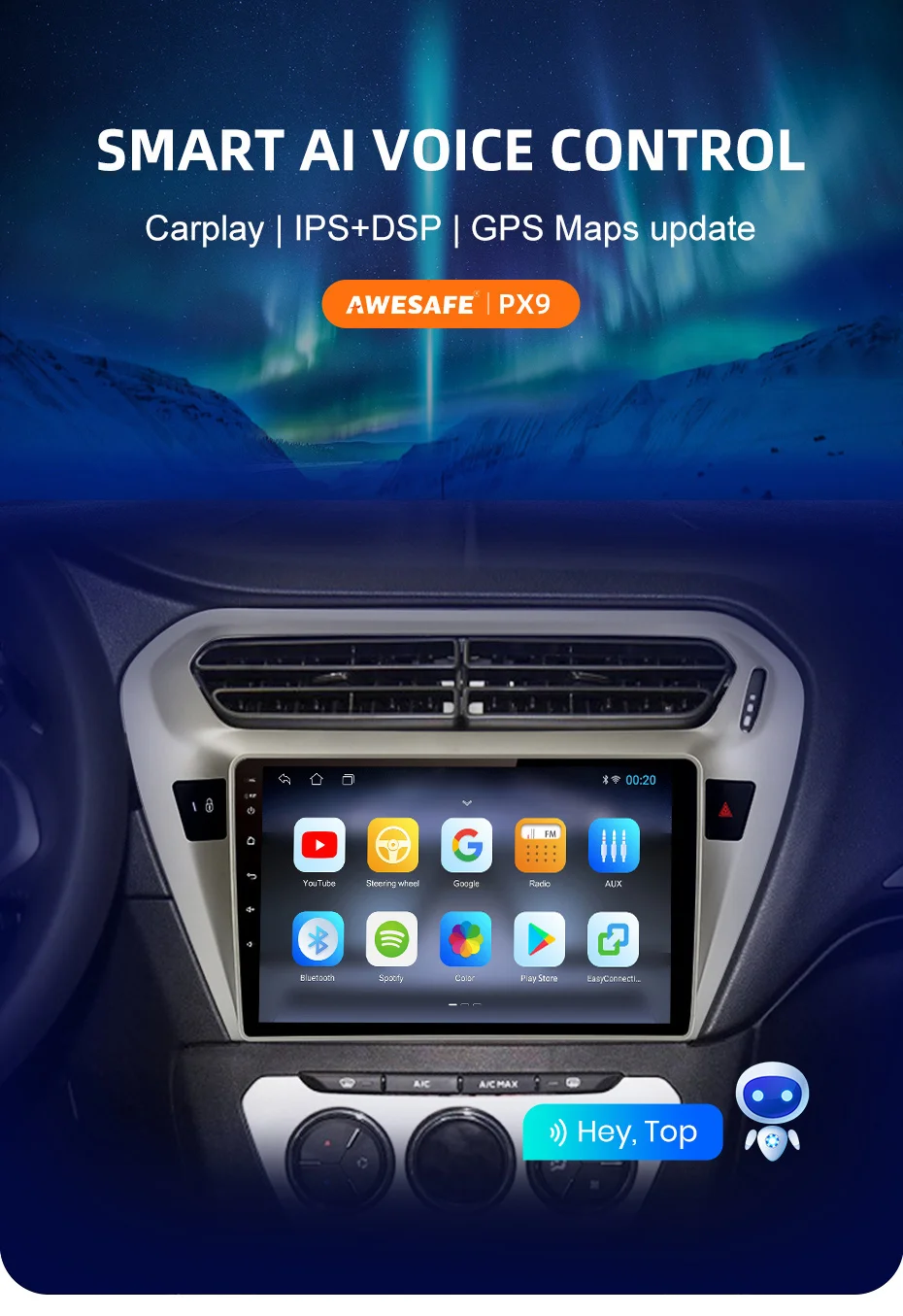 Für Peugeot 301 2013-2018 Drahtlose CarPlay für Apple Android Auto Auto Radio GPS IPS RDS FM WiFi BT 4G 8 Core Multimedia Stereo – Detail 2