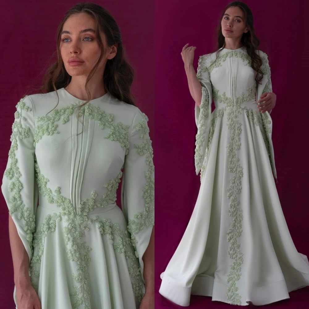 Ples šaty móda skvost a-line soumrak  kvést šifon formální příležitost talár vestidos de noche elegantes para mujer