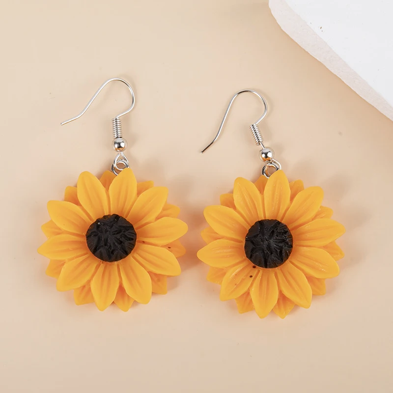 Resin Daisy Chrysanthemum SunFlower Drop Earrings 1pair Multi-szie DangleEarrings Pendant For DIY Jewelry Gifts