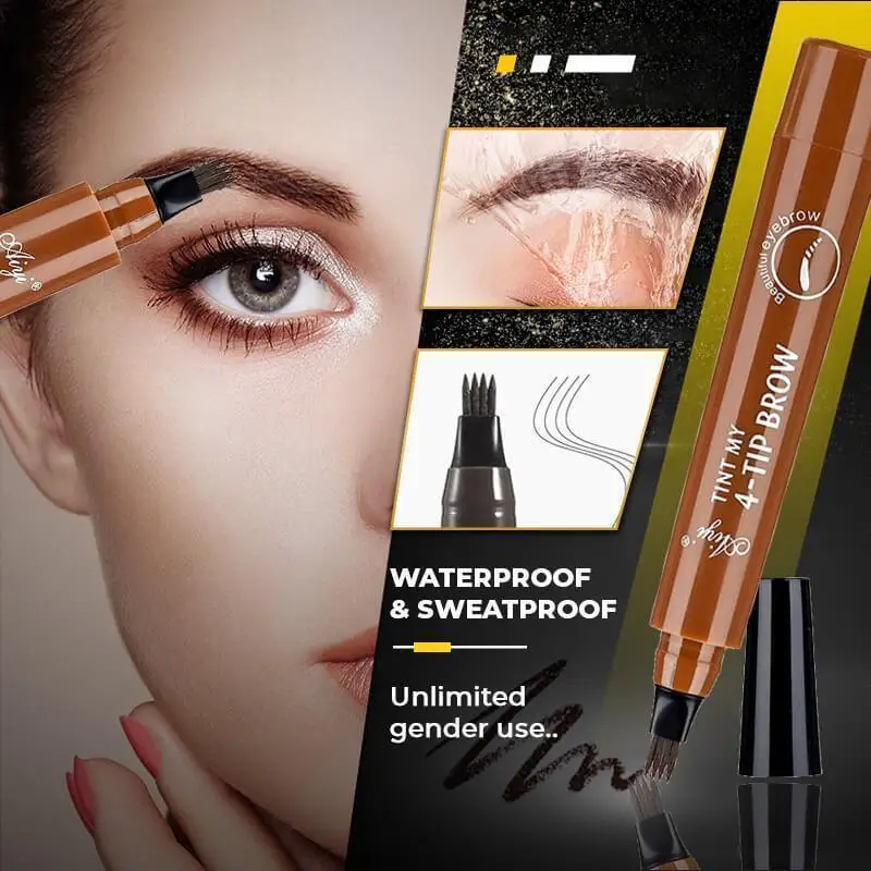 4 Points Multi-Used Pen Liquid Beard Eyebrow Pencil Precise Brow Definer Long Lasting Waterproof Blonde Brown Eye Brow Makeup