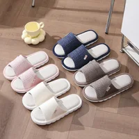 Linen slippers for men, summer outdoor wear, indoor home use, soft soled home use, cotton and linen slippers for women 1