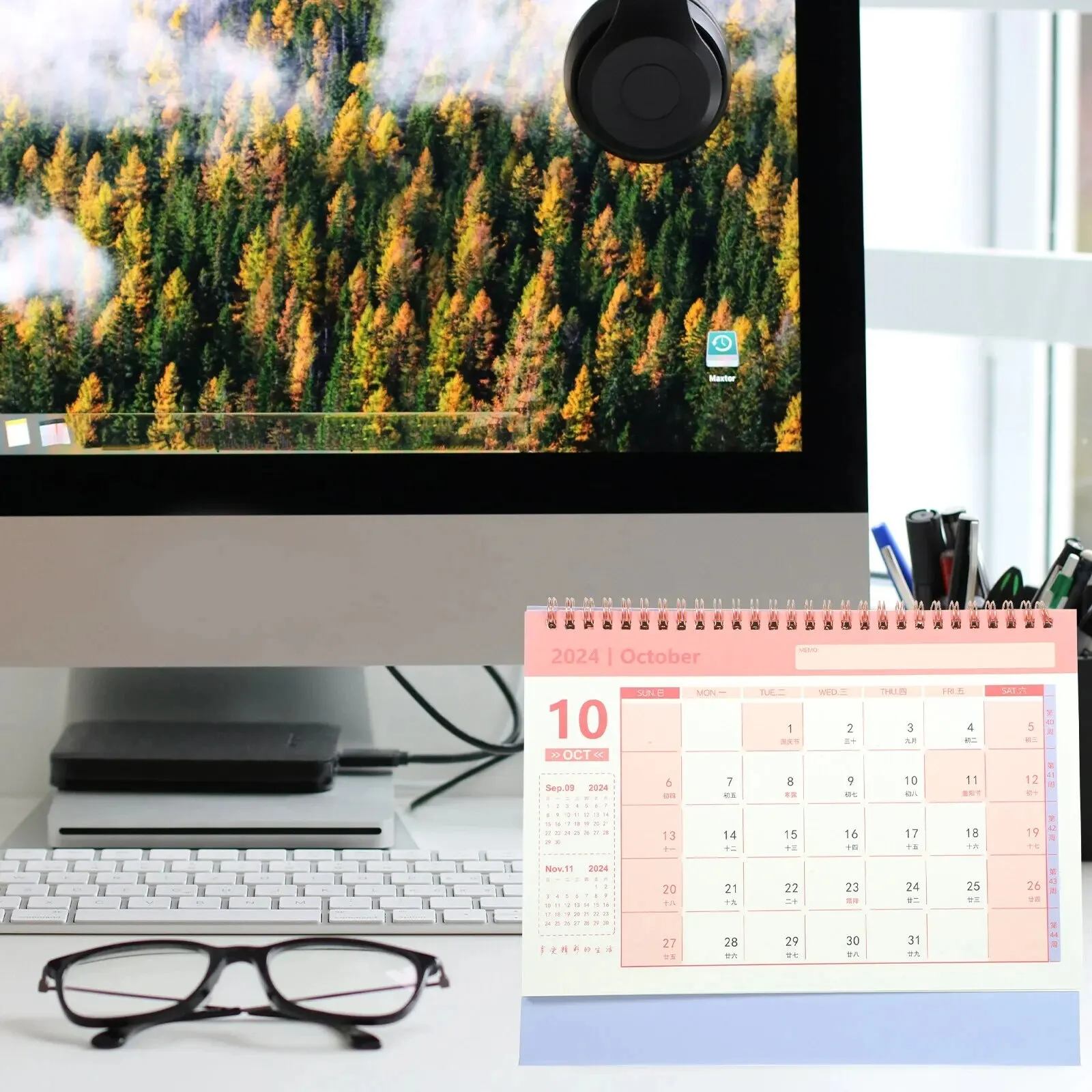 Desk Calendar Decorative Office Standing Paper Home Student Accessories