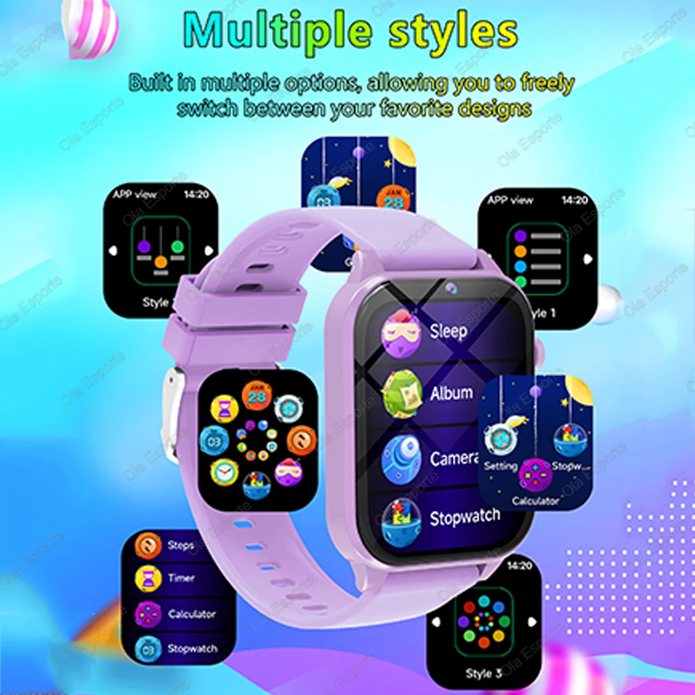 2026 New Kids Camera Smart Watch For Kids Games Sleep Monitor Flashlight Alarm Clock Boy Girl Gift Children Partner Smartwatch 6