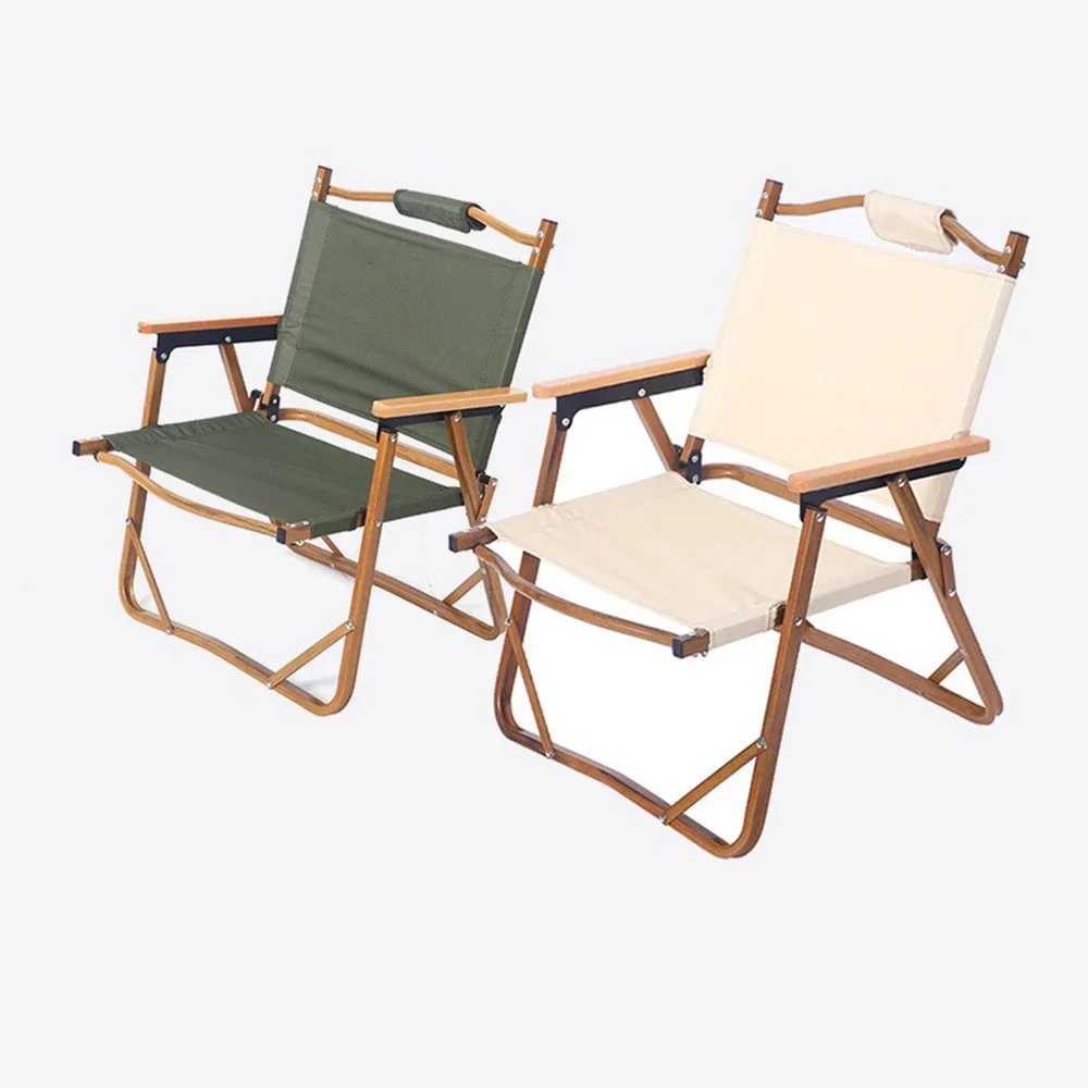 

Portable Camping Chair Outdoor Aluminum Alloy Wood Grain Folding Chair Barbecue Picnic Equipment Lightweight Tourist Chairs