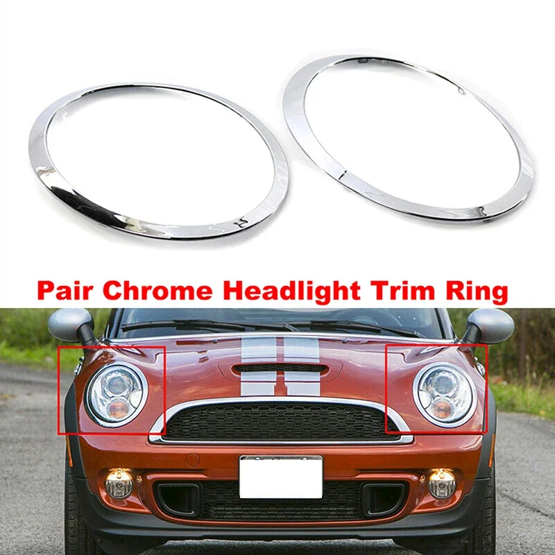 

2Pcs Headlight Trims Fit For MINI Cooper R58/R58S Coupe 2011 2012 2013 2014 2015 Headlight Ring Surround Cover Car Accessories