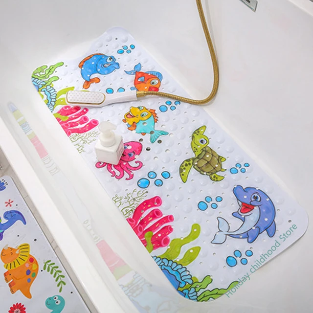 38*69CM PVC Shell Non-slip Bath Mat Massage Shower Pad with Sucking Cartoon  Child