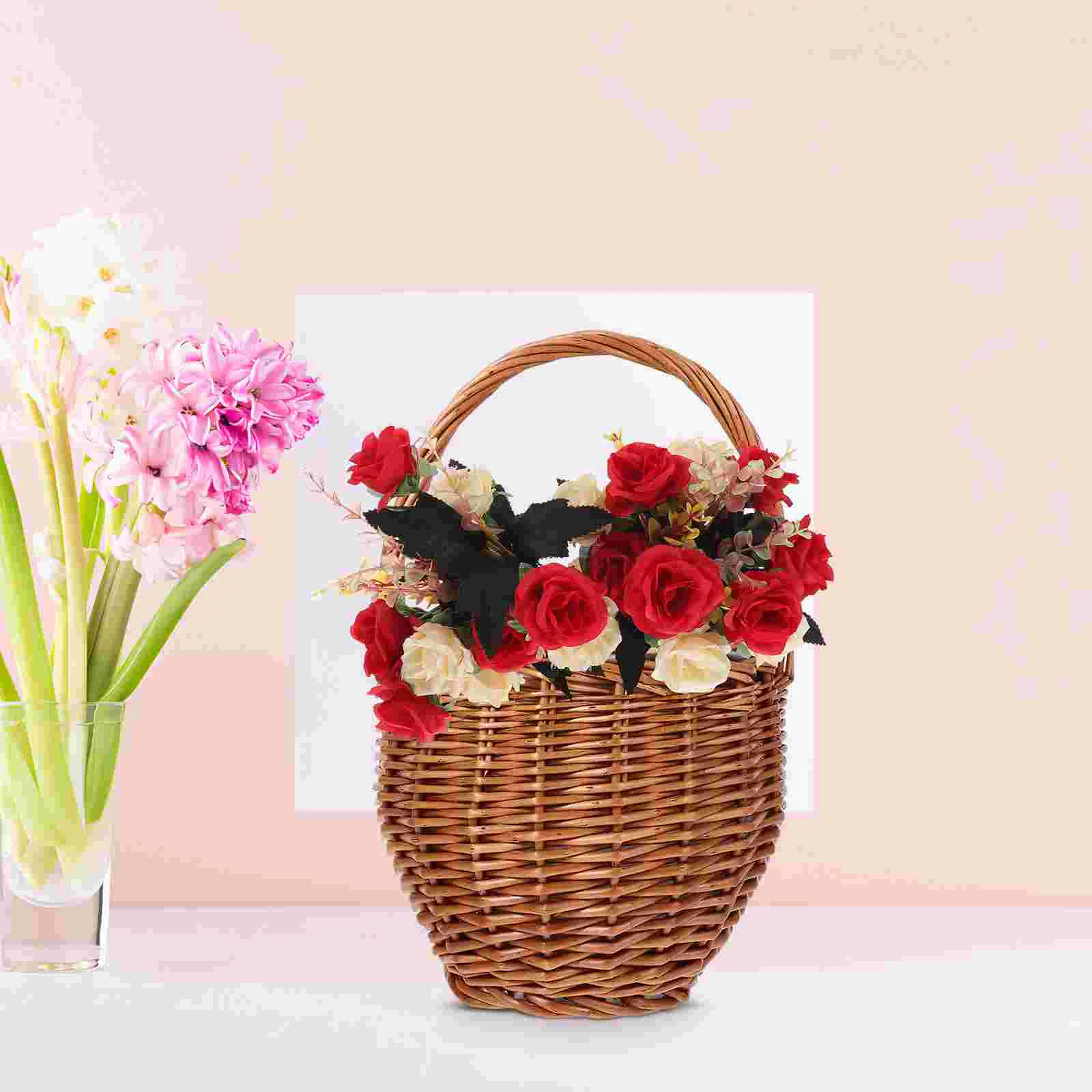 

Fruit Basket Wicker Picnic Travel Candy Container Retro Storage Containers Daily Supplies