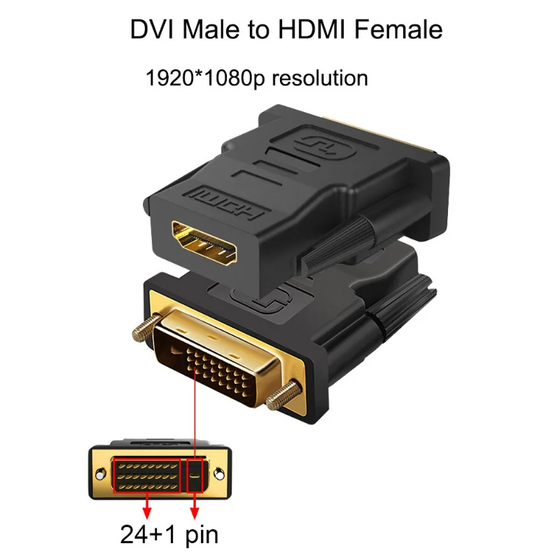 Vention Adaptador de DVI a HDMI, convertidor bidireccional DVI D 24 + 1 ...