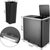 60L(16 Gal) Dual Trash Can, Stainless Steel Kitchen Garbage Can, Double Compartment Classified Rubbish Bin, Recycle Dustbin w/Pl 2