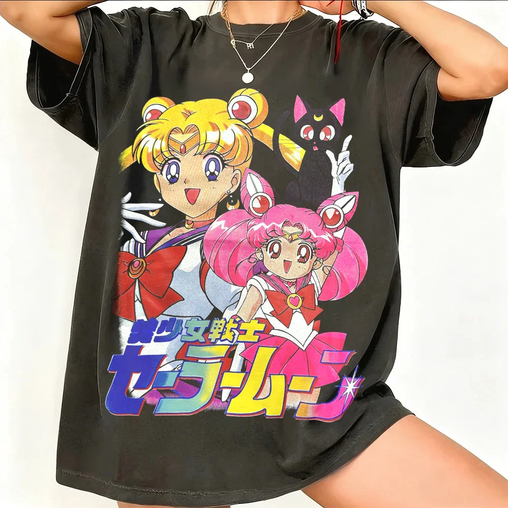 Retro 90s Anime Graphic Cotton Tee - Unisex Streetwear Casual Trend Shirt