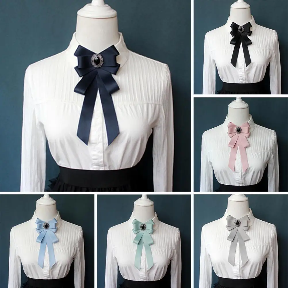Good-looking Blouse Bowknot Lolita Decorative Easy to Wear Girls School Uniform Shirt Bowknot