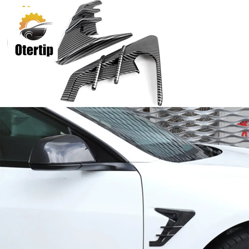 

Otertip For Tesla Model 3 Y 2020-2021 ABS Carbon Fiber Side Wing Camera Flank Fender Cover