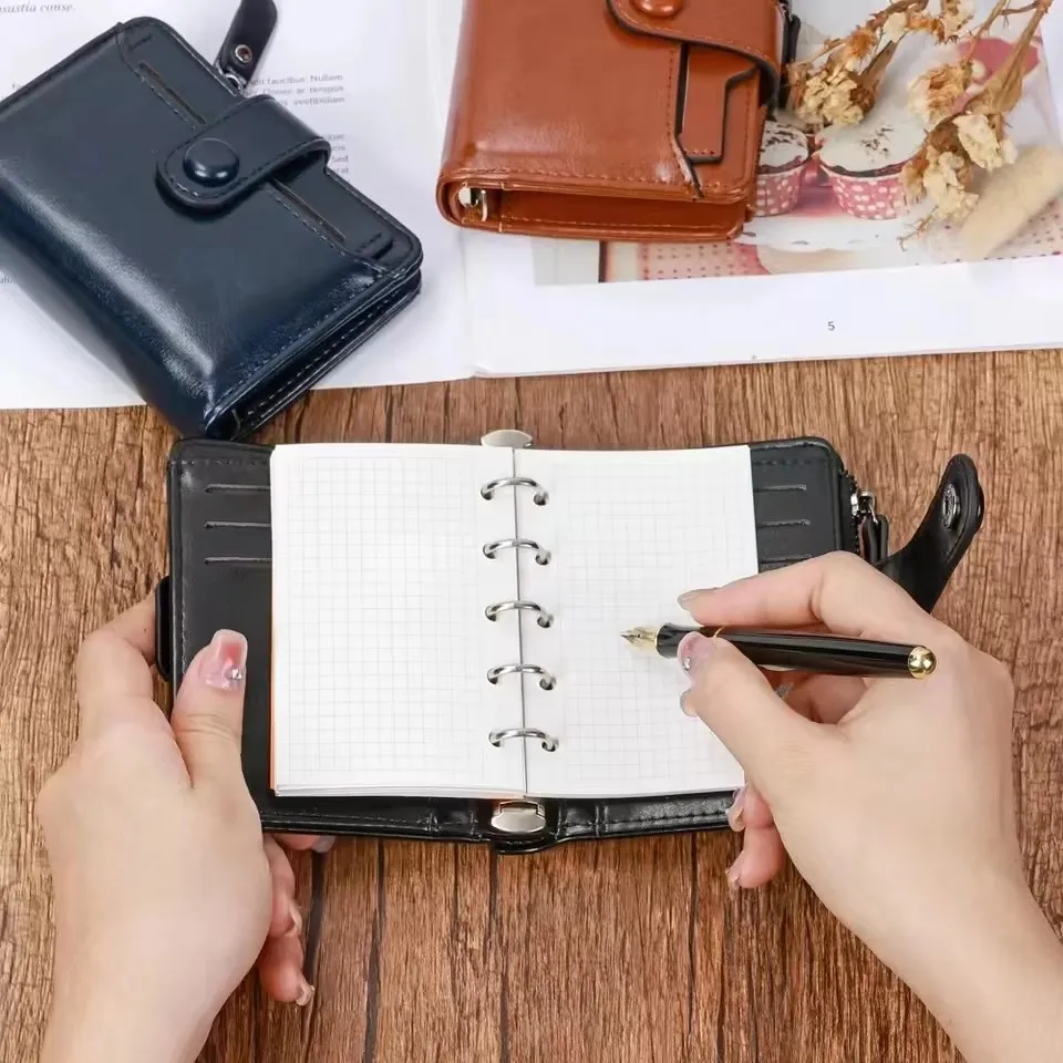 Wallet Turned Regular M5/A8 Size Rings Planner Mini Techo with 15 MM Rings Organizer Journey Diary Portable notebook