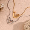 E.B.belle Thin Snake Chain Minimalist Heart Pendant Necklace 18K Gold Plated Decoration 316L Stainless Steel Jewelry