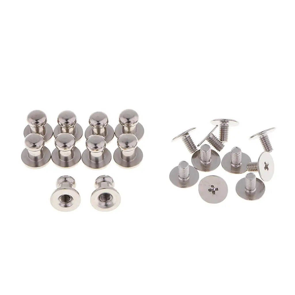 10 Pieces Leather Binding Screw Solid Strap , DIY Leather Accessories for Bags Belts