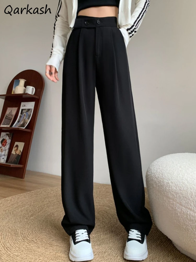 

Wide Leg Pants Women S-4XL Trousers Baggy Summer Streetwear Office Lady High Waisted Mujer Daily Harajuku Simple Casual Basics