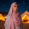 Muslim Chiffon Embroidery Long Hijab Scarf Women Islam Stoles Shawl Wrap Turban Bandanas Headband Bufanda Foulard Turbante Mujer