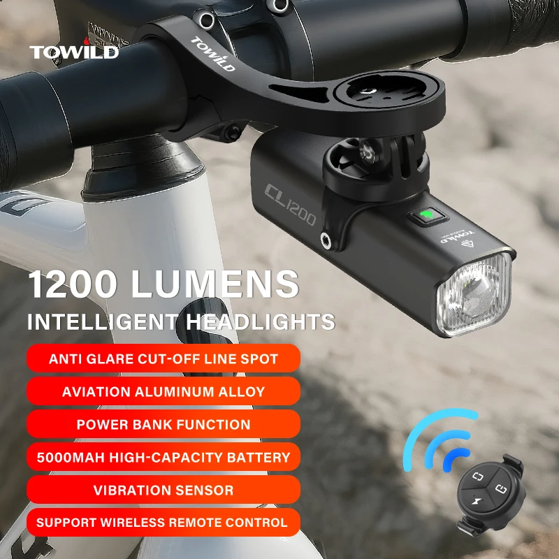RAVEMEN XR6000 Phare Vélo Avant 6000 Lumens Rechargeable Sans Fil Noir