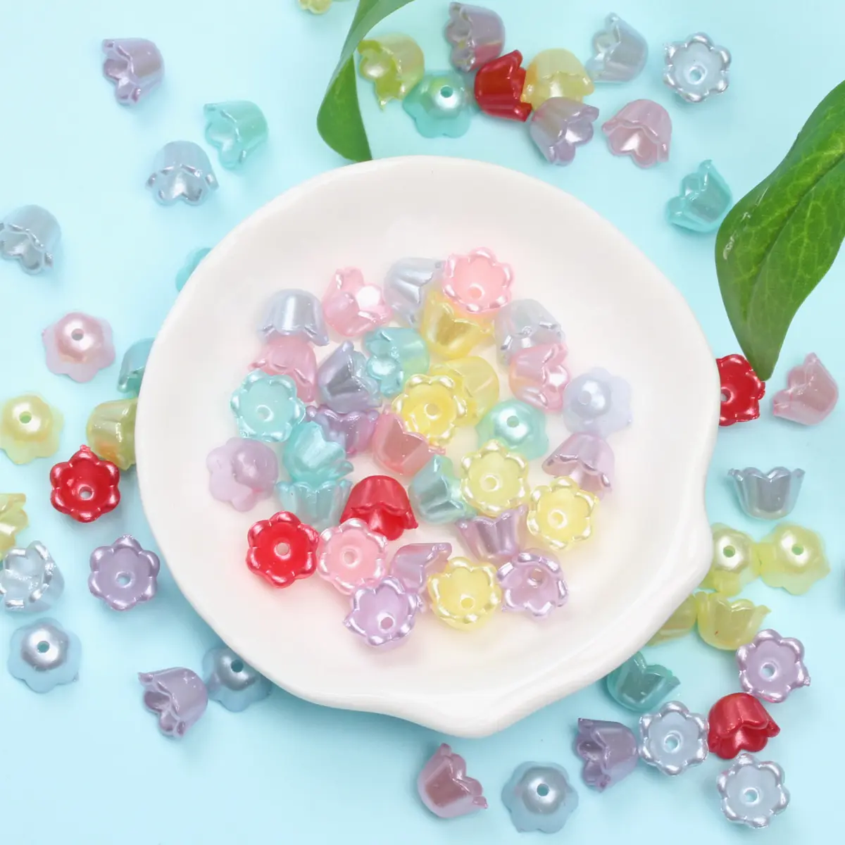 

9 мм 80 шт. акриловые разноцветные шапочки для бусин Bellflower для изготовления ювелирных изделий DIY браслет ожерелье серьги модный материал