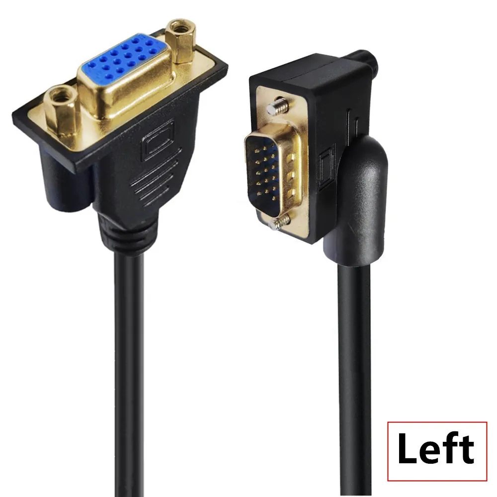 VGA Cable Gold Plated 90 Degree Up Right Left VGA Male to Male Female Cable 1080P Full HD Computer Monitor 0.5M 1.5m