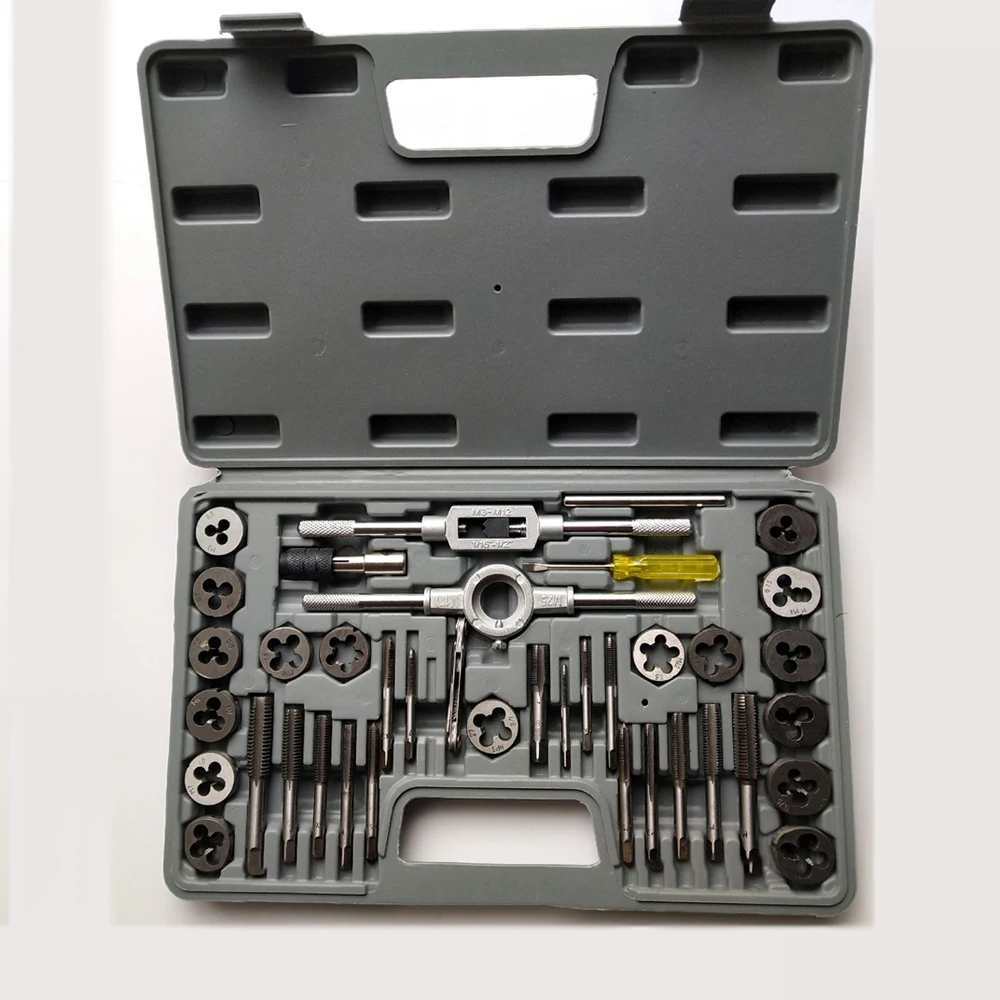

40PCS Tap and Die Set M3-M12 Male Thread Screw Threading Tool Kit Alloy Steel Female Mechanical Professional Tools Machine