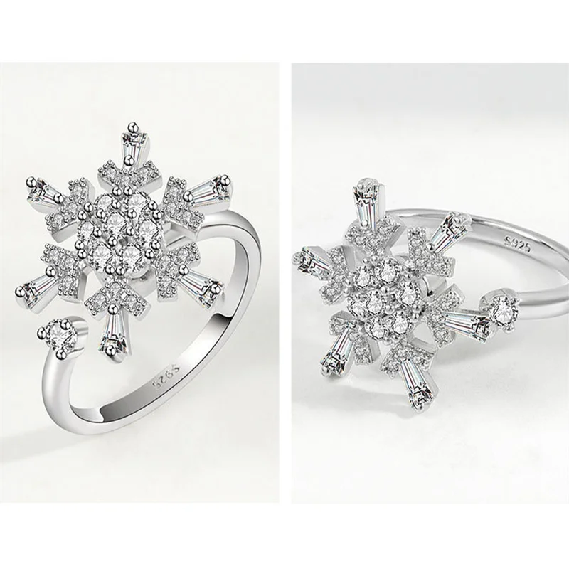 

Christmas Snowflake Rotating Ring Open Ring Christmas gift Christmas snowflakes Valentine's Day Gift Rotating Ring