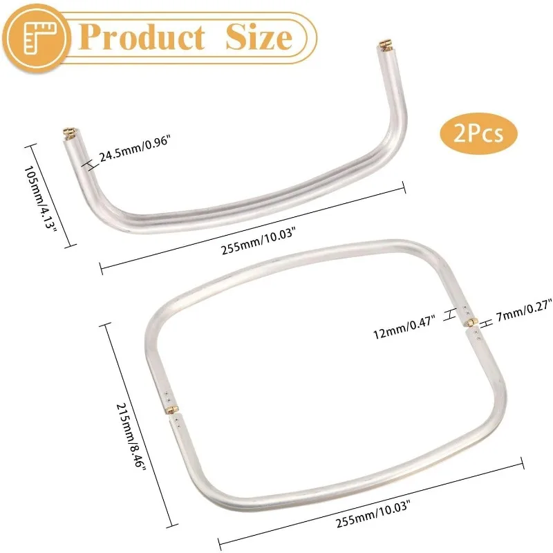 Cierre Bolso Marco Tubular Para Bolsos - 2 Piezas De Aluminio, Cierre Tipo Beso, 25x9 Cm, Plata Red Tubular