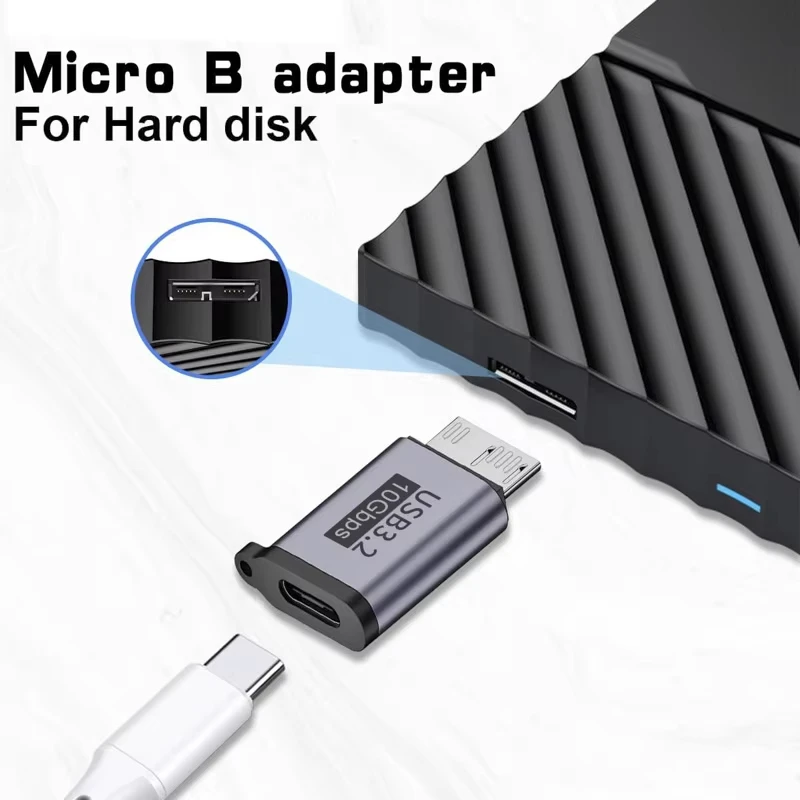 High-Speed USB-C to Micro-B Extender Adapter - 10Gbps Connectivity for Enhanced Data Transfer
