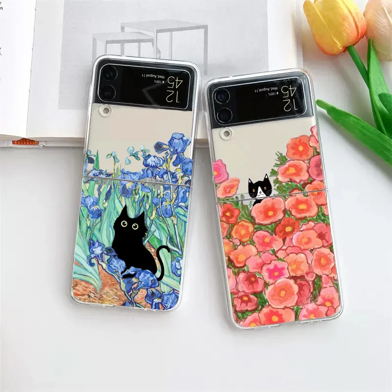 Retro Van-Gogh Black Cat Transparent Clear Phone Case Cover