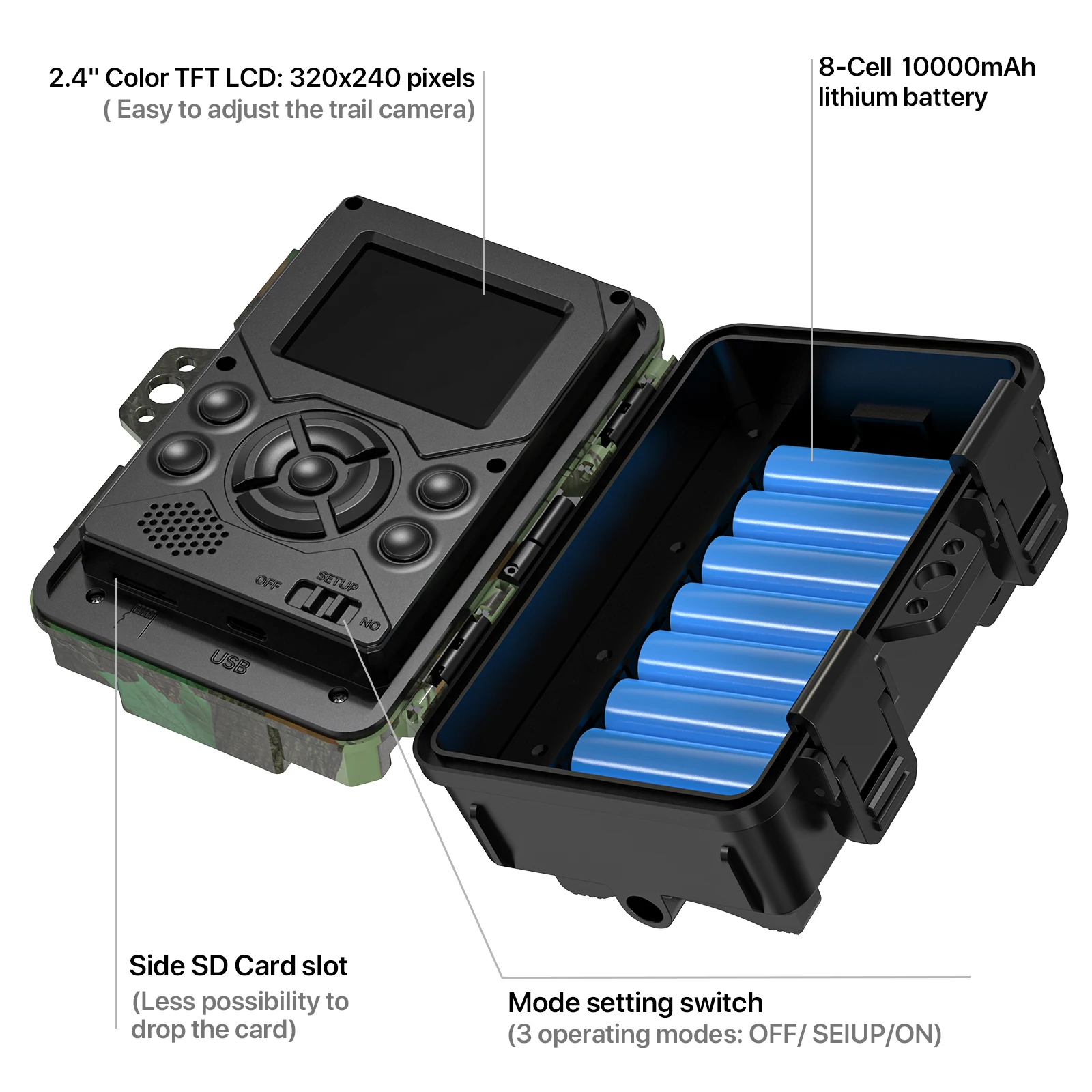 Outdoor Wireless Solar Powered Hunting Camera 32MP BT Infrared 4G SIM Card BT Quick Connect Wildlife Solar
