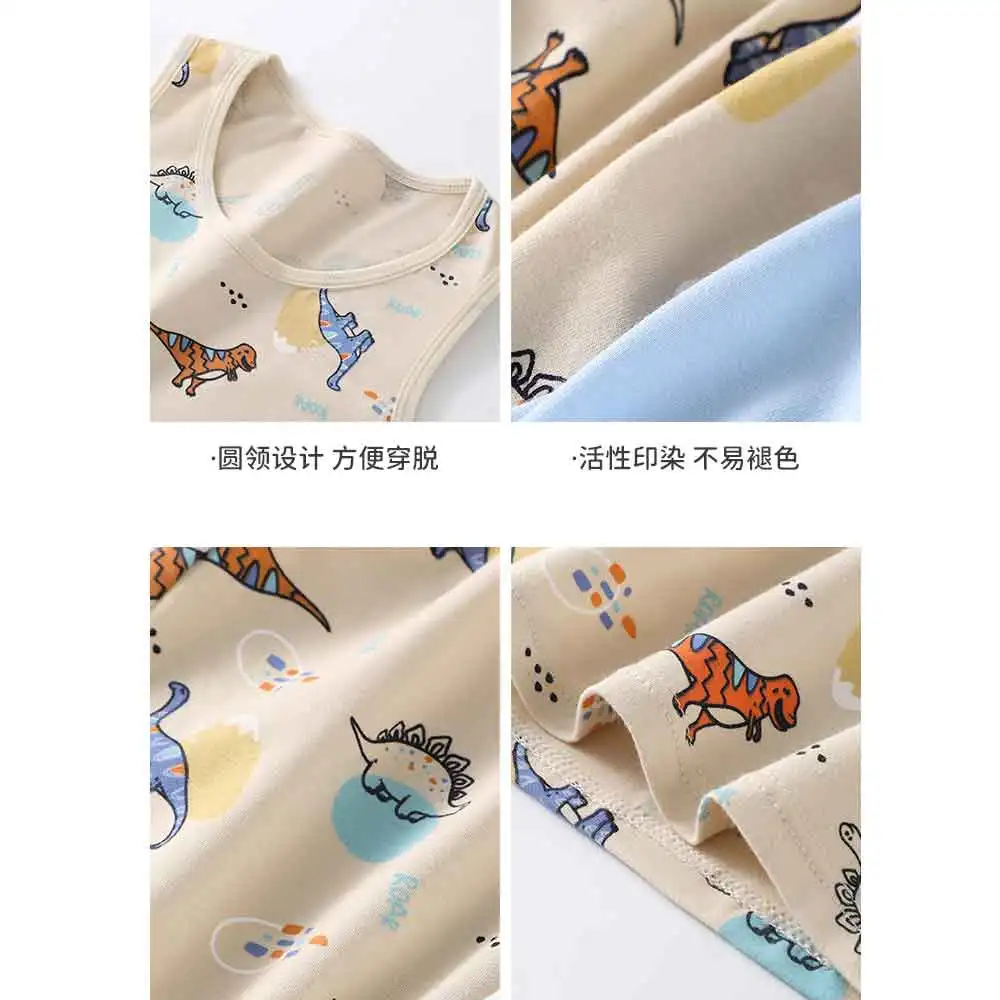 Baby Girls Boys Tank Tops Toddler Cartoon Sleeveless Vest 2-8 Years Kids Camisole Summer Children's Casual Clothing