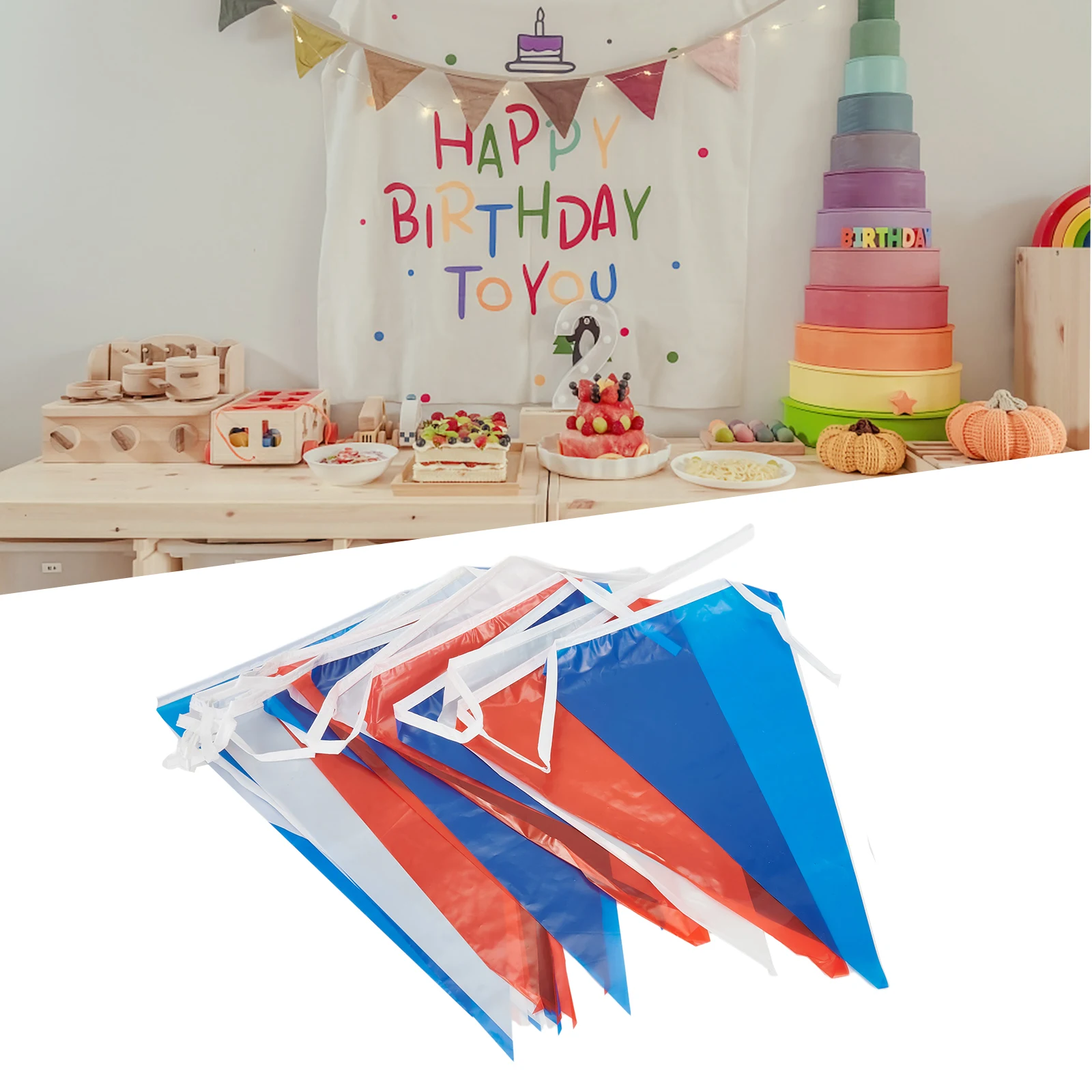 

1pcs Colored Flag 10m 25 Triangle String Flag For Birthday Decorations Party Flags Holiday Flags Outdoor Garden Party Decoration
