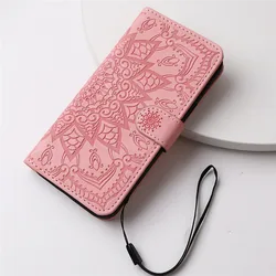Elegant 3D Datura Flower Flip Case - Leather Wallet Phone Cover with Sling for iPhone 11 Pro Max (Pink)