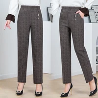 plus Size Autumn/Winter New Lamb Fleece Elastic Waist Solid Stripe Straight Leg Pants Loose Female Straight Pants 8XL - Image 6