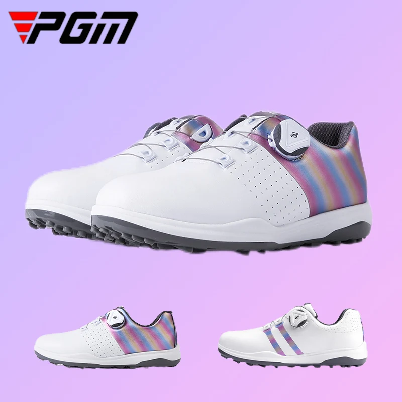 

PGM Ladies Colorful Golf Sneaker Waterproof Wearable Golf Footwear Breathable Soft Midsole Trainer Women Knob Buckle Shoes