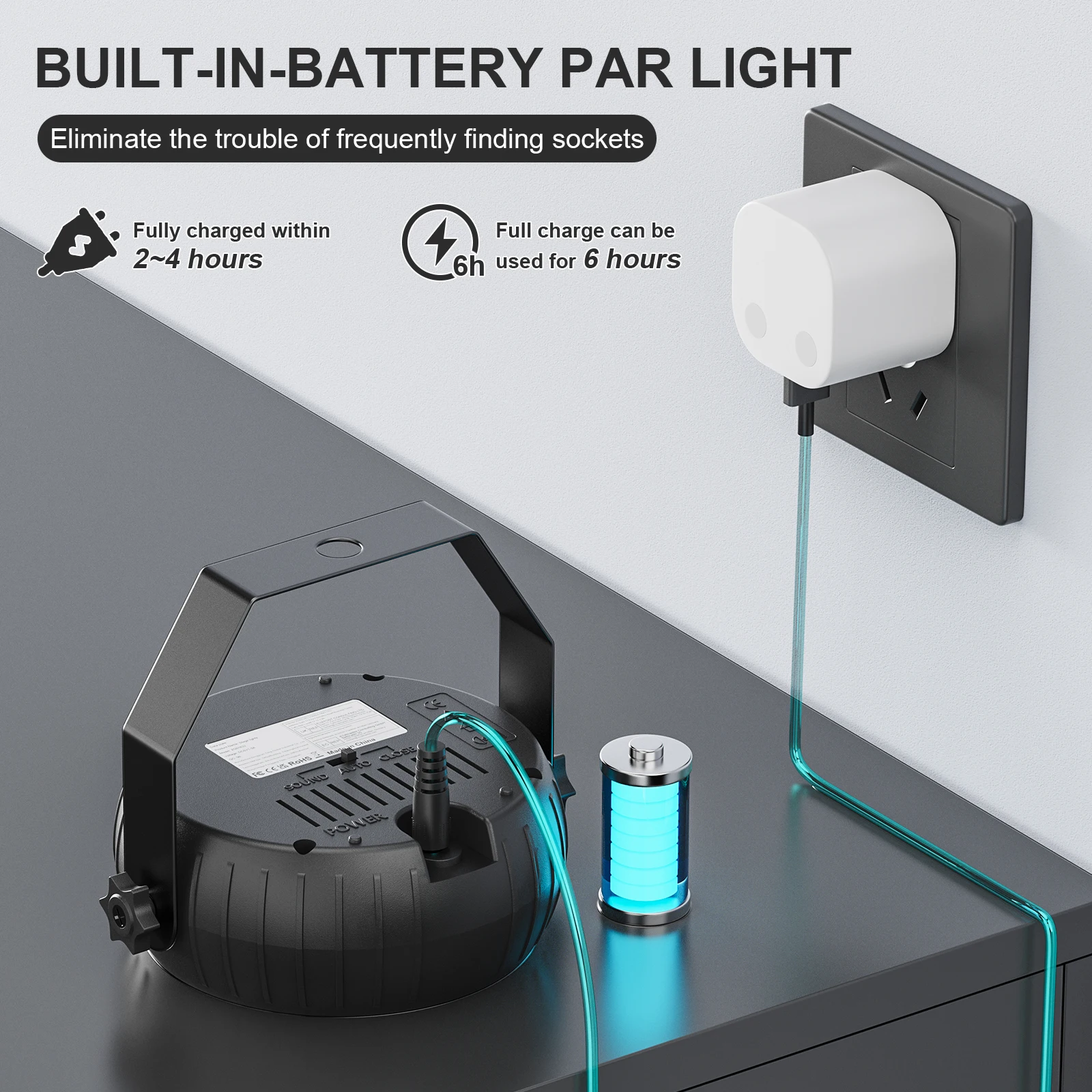 Somspot Mini RGB LED Par Lights Stage Lighting 6
