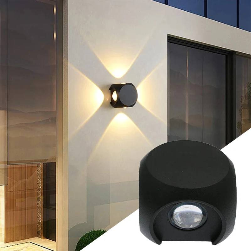 4 Sided Beam Wall Light Garden Yard Decoration Outdoor Lighting IP65 85-265V 6W/10W Porch Light Outdoor lampara exterior pared 3 sided 140 led solar sensor wall lamps outdoor sunlight solar powered street ip65 waterproof night lights for garden decoration