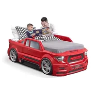 Turbocharged Twin Size Truck Car Bed Boys and Girls Realistic Detail with Working Headlights Built-In Storage Drawer Race Car 1