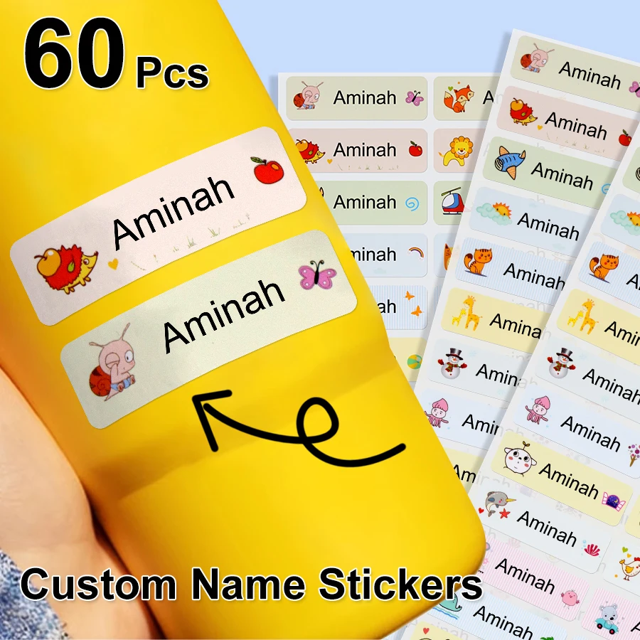 name stickers, personalized labels, waterproof office supplies labels, school stationery, water bottles, toys, large