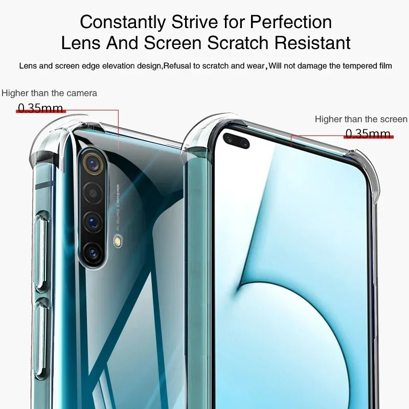 Cover Collana per Cellulare Compatibile con Realme Narzo 50 5G, Custodia Trasparente Silicone con Cordino Necklace Case Antiurto Cover Custodia da Collo Custodia con Cordino,Arcobaleno