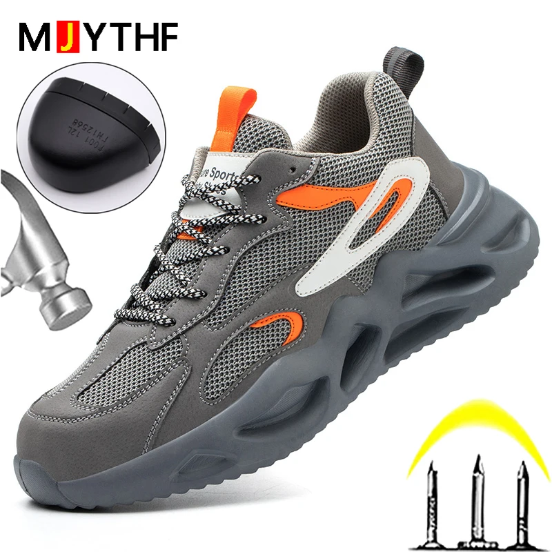 MJYTHF New Work Sneakers Steel Toe Shoes For Men Women Puncture-Proof Safety Shoes Indestructible Protective Shoes Breathable