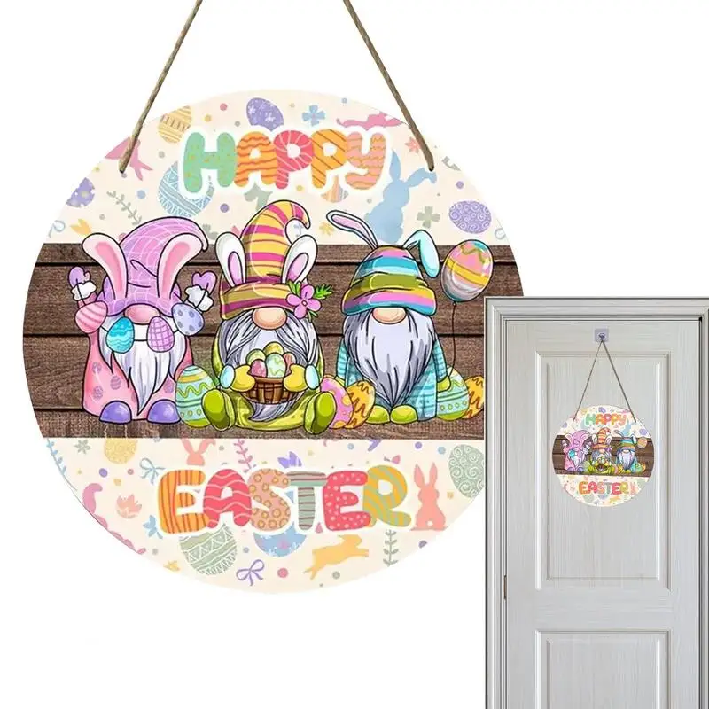

Счастливая Пасха деревянный знак, деревянный кролик, мультяшный знак для пасхи, внутренние и наружные декоративные знаки для стен, сада, двора