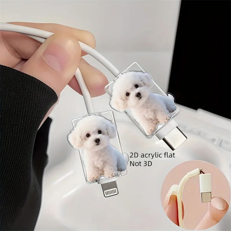 Charming White Dog Cable Protector Set – Playful Design